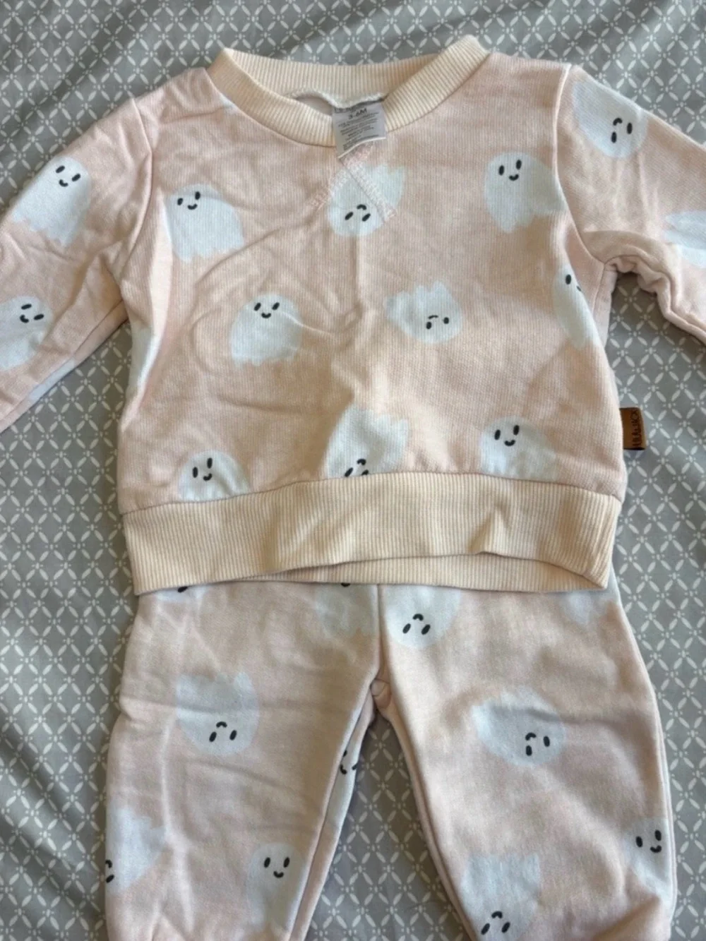 Kids Pink Ghost Print Pajama Set - 3-6 Months